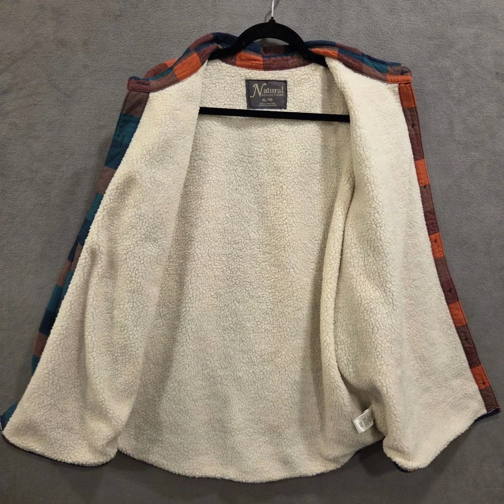 Natural Reflections Sherpa Lined Flannel Shirt Jacket Men's Size XL Workwear